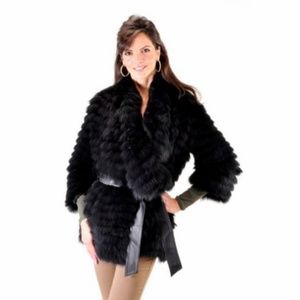 CLEARANCE! BYTE by TESO Black Fox Fur Jacket